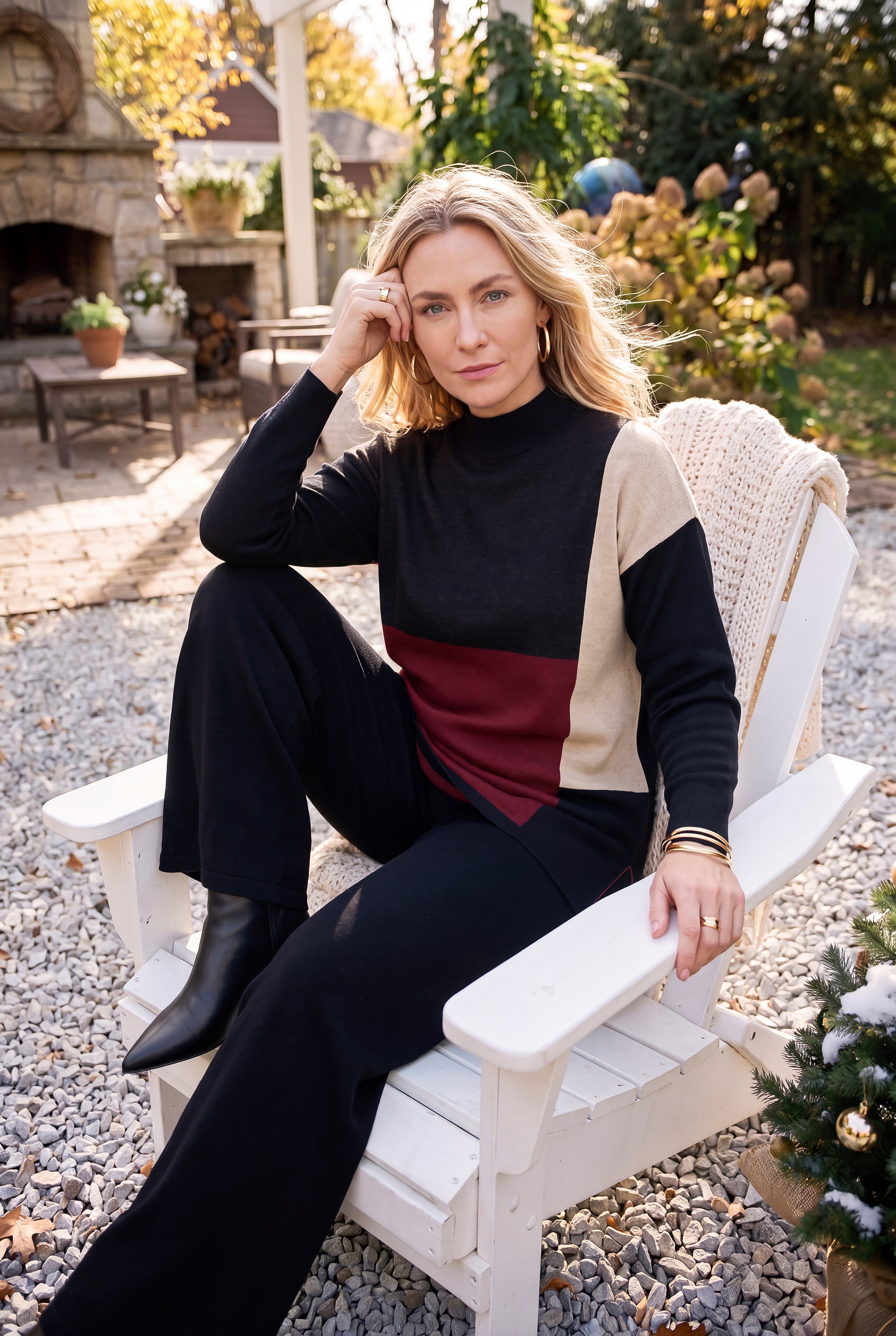 Mock Neck Colorblock Sweater image number 2