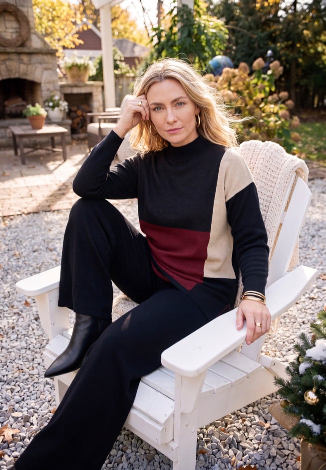 Mock Neck Colorblock Sweater image number 2