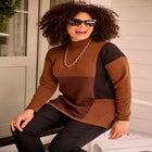 Mock Neck Colorblock Sweater image number 1