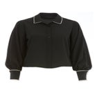 Cropped Oversized Blouson Sleeve Button Front Blouse image number 3