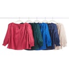 Satin Jacquard Peasant Blouse image number null