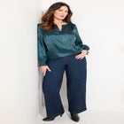 Satin Jacquard Peasant Blouse image number null