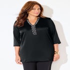 Embellished-Neck Satin Tunic image number null