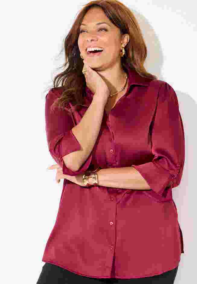 Satin Buttonfront Shirt image number 3