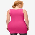 Stretch Knit Scoop Neck Sleeveless Long Tank image number null