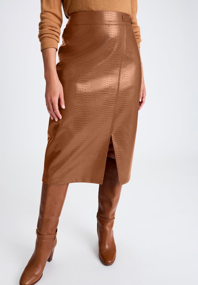 Faux Leather Croc Wrap Skirt image number 1