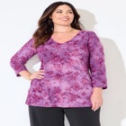 Flocked Tie-Dye V-Neck Tunic image number null