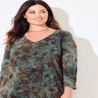 Flocked Tie-Dye V-Neck Tunic image number null