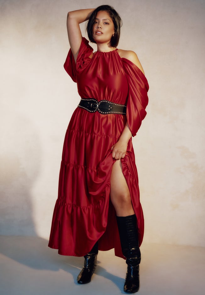 Off-The-Shoulder Halter Maxi Dress image number 4