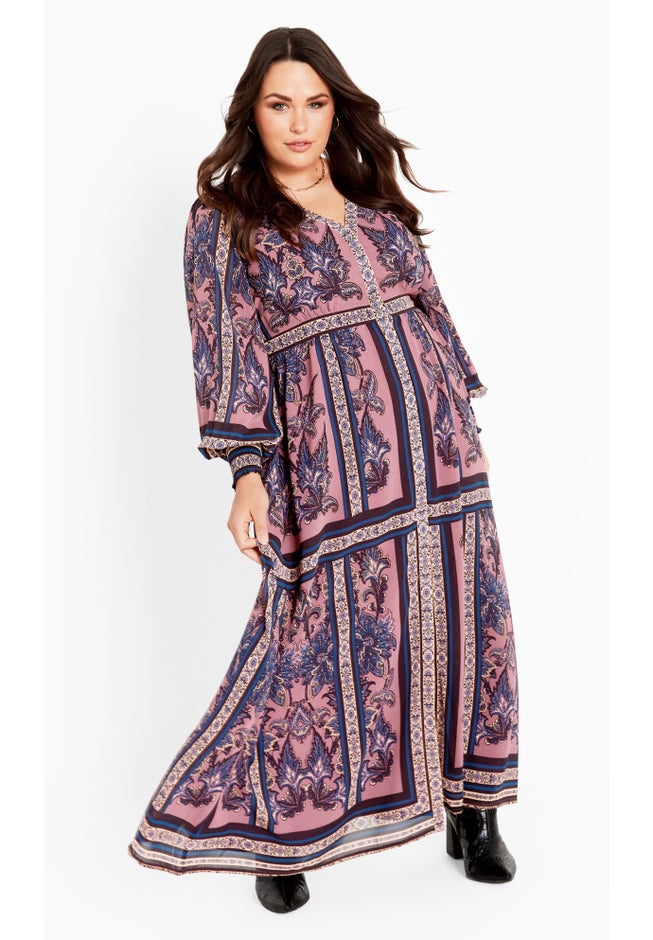 Serene Placement Sleeved Maxi Dress image number 1