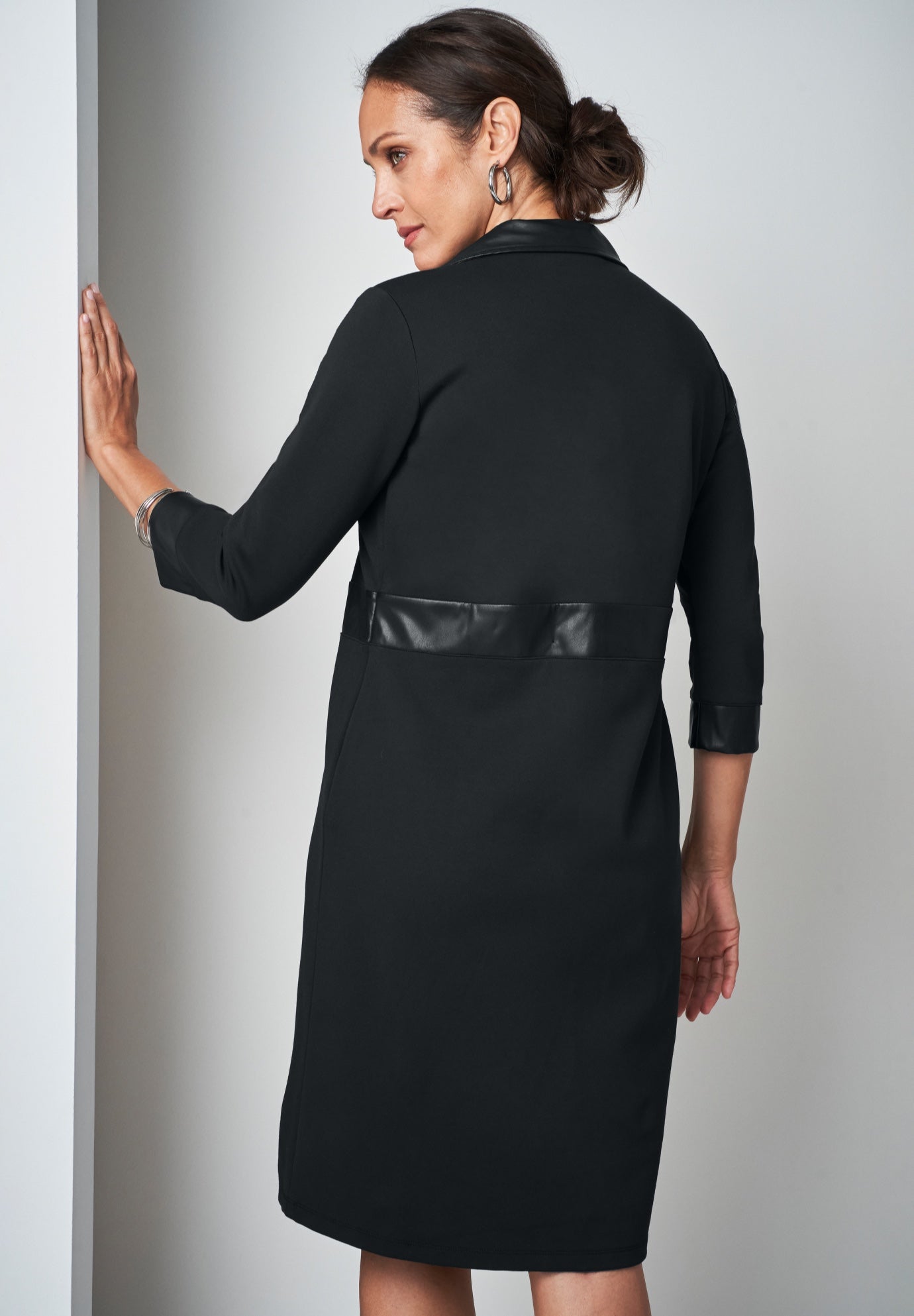 Faux Leather Trim Dress image number 1