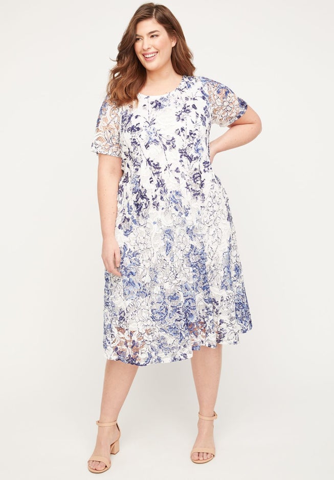 Indigo Lace A-Line Dress image number 0