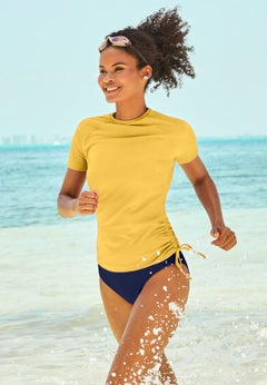 Chlorine Resistant Quick-Dry Side-Tie Short Sleeve Swim Tee Rash Guard