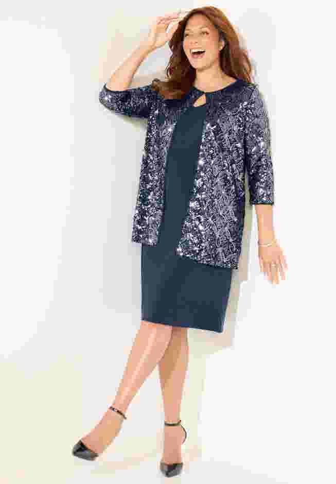 Mesh Flyaway Sheath Dress image number 4
