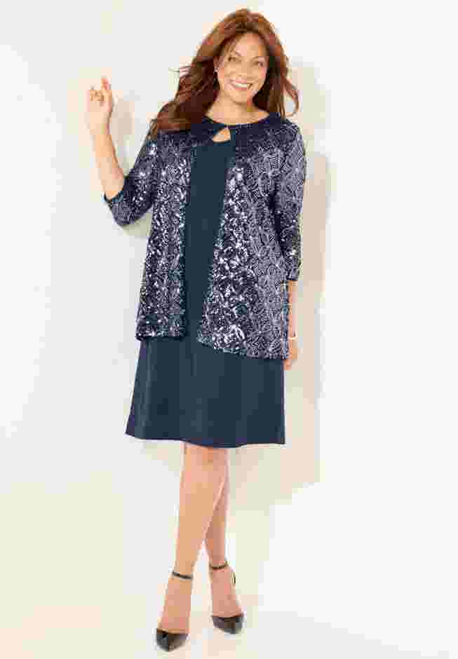 Mesh Flyaway Sheath Dress image number 5
