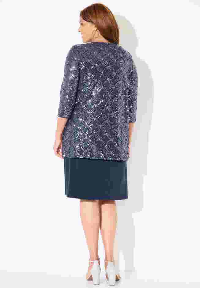 Mesh Flyaway Sheath Dress image number 1