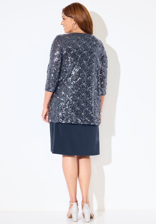 Mesh Flyaway Sheath Dress image number 1