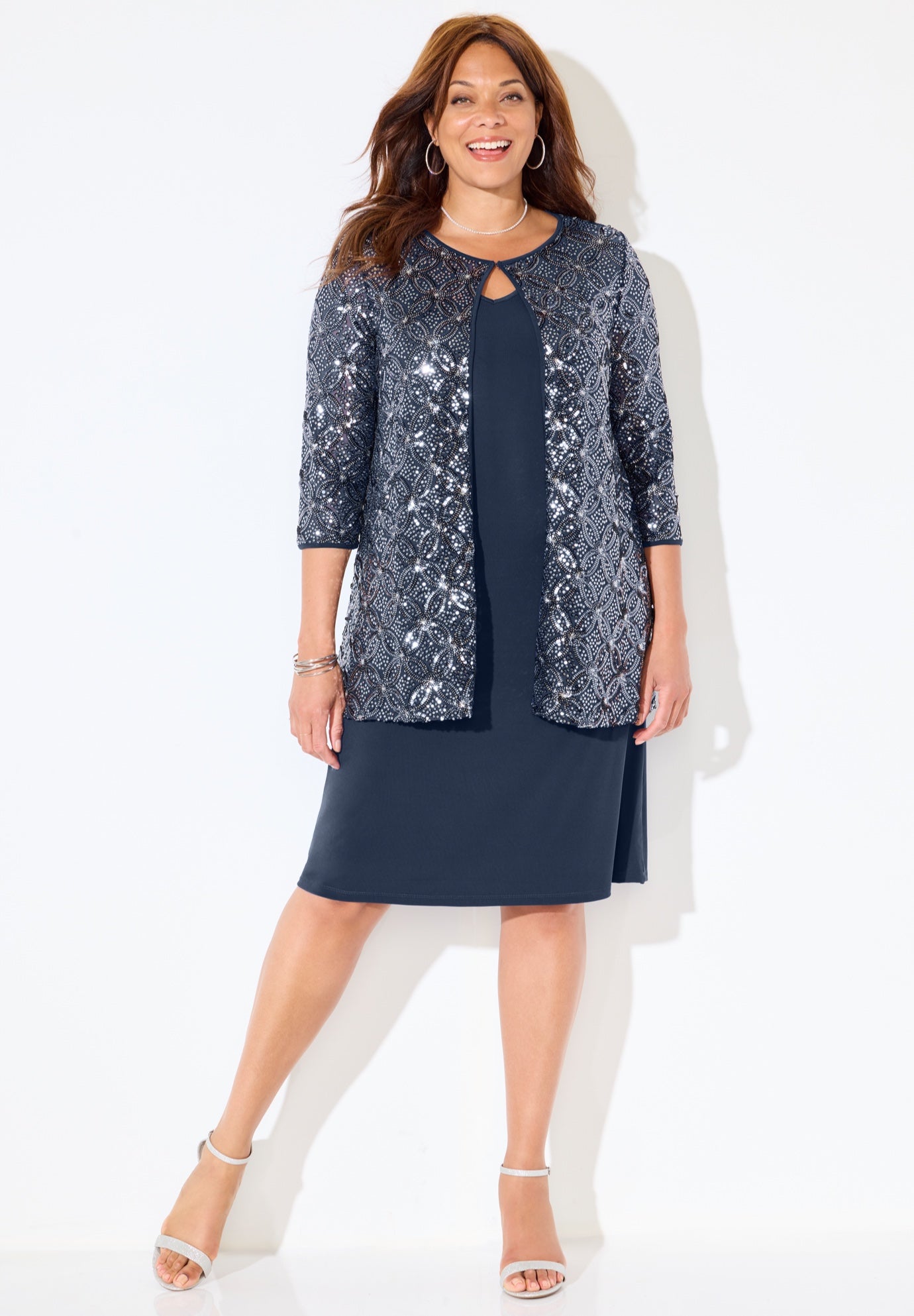 Mesh Flyaway Sheath Dress image number 0