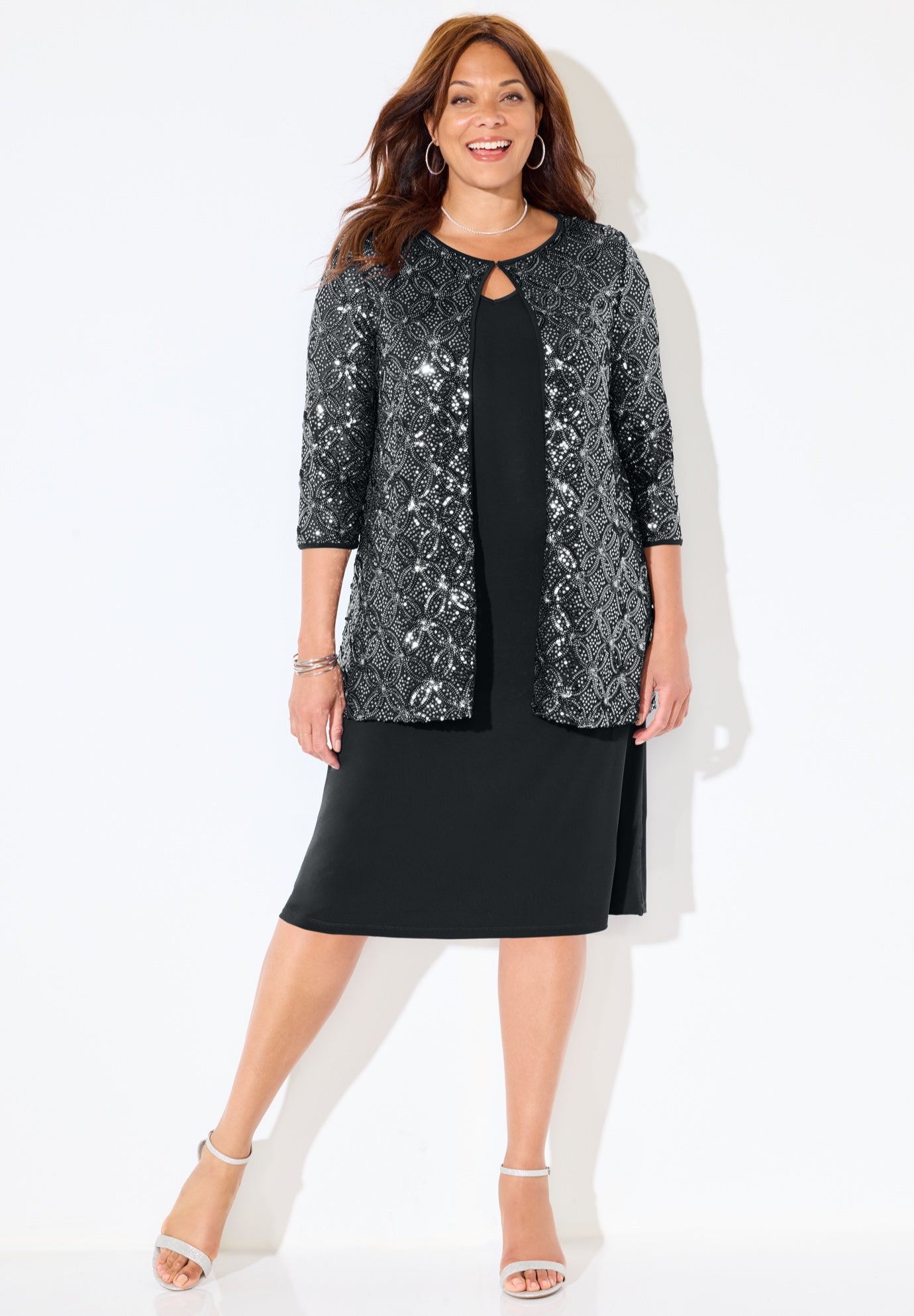 Mesh Flyaway Sheath Dress image number 0