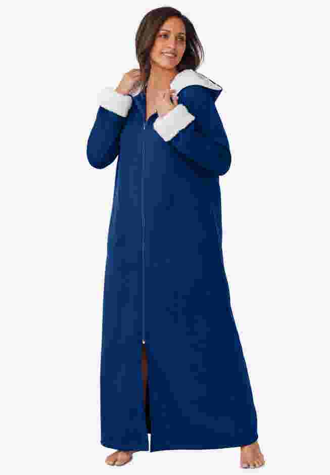 Sherpa-Lined Long Hooded Robe image number 0