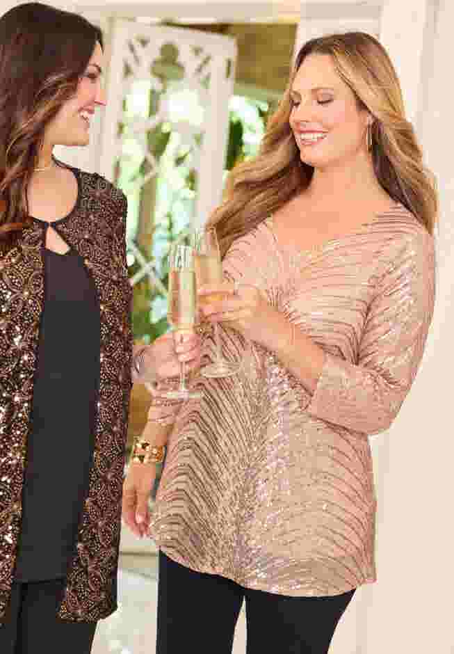 V-Neck Sequin Top image number 3