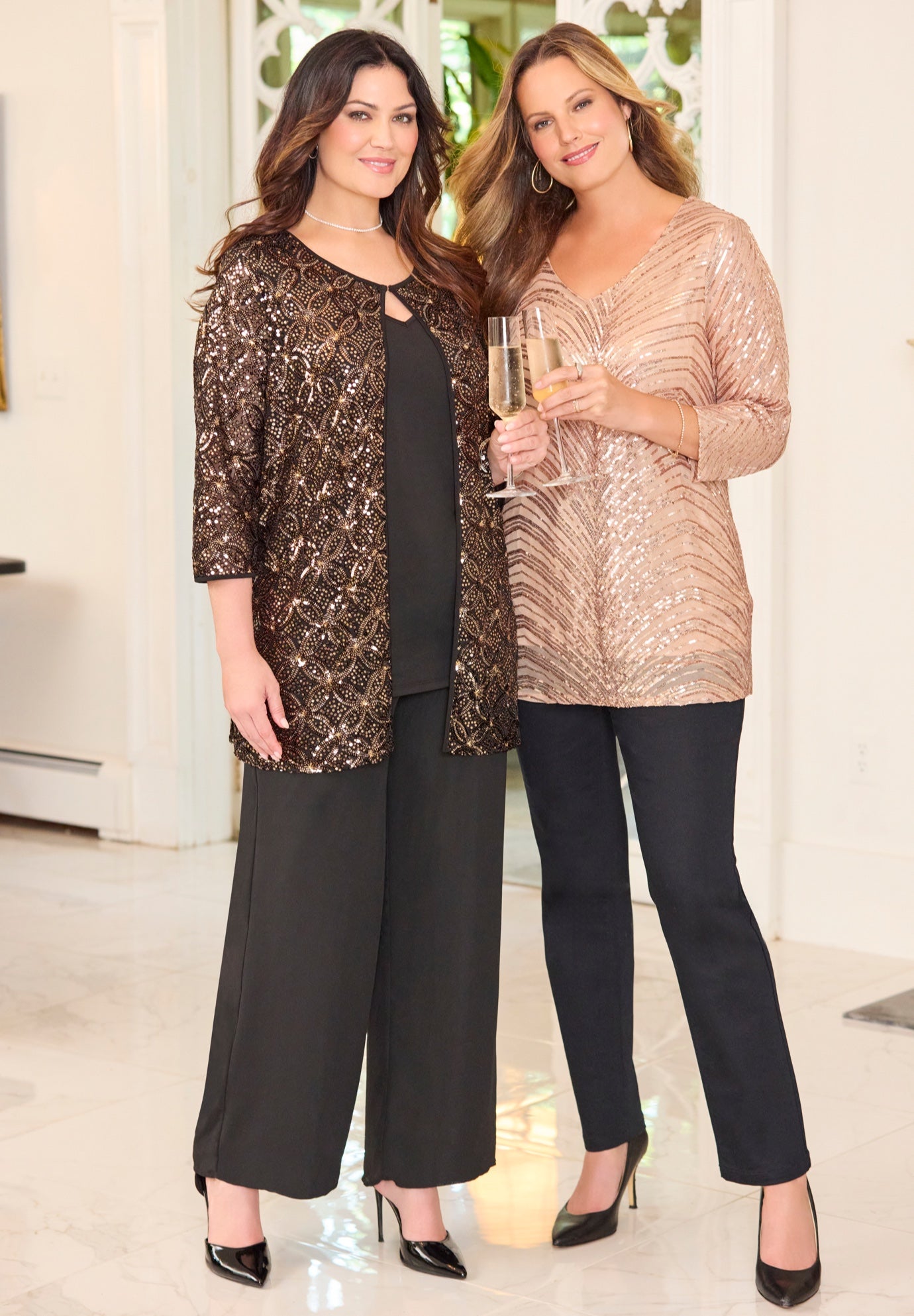 V-Neck Sequin Top image number 4