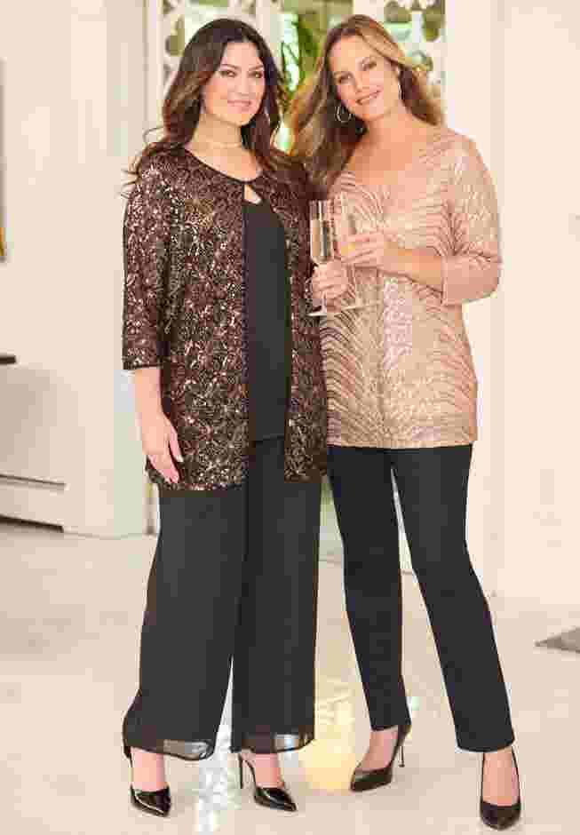 V-Neck Sequin Top image number 4