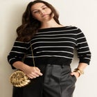 Cropped Boat Neck Sweater image number null