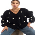 Ruffle-Sleeve Cardigan image number null