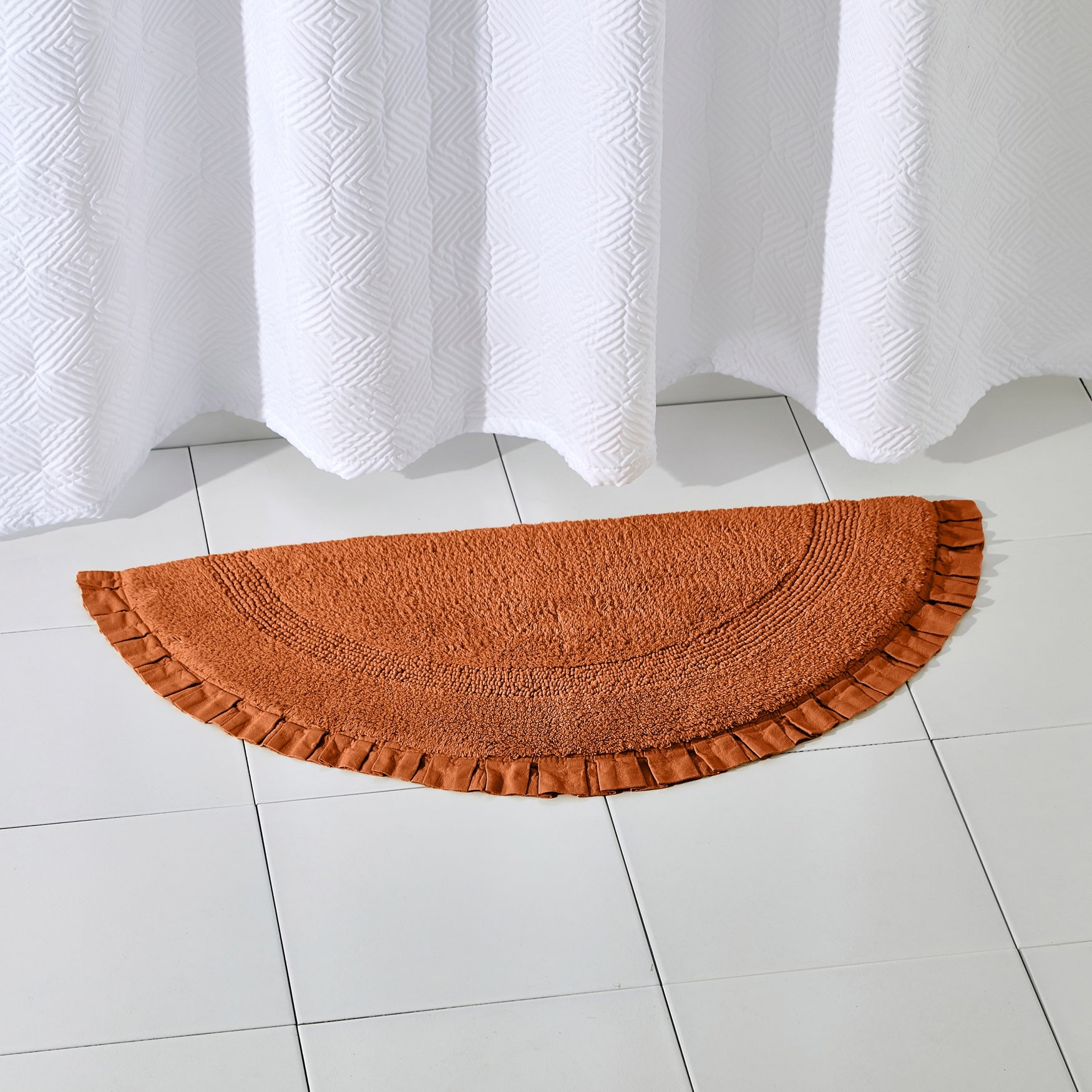 Half Round Ruffle Bath Rug image number 0