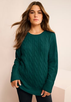 Plus Size Cozy Cable Crewneck Sweater