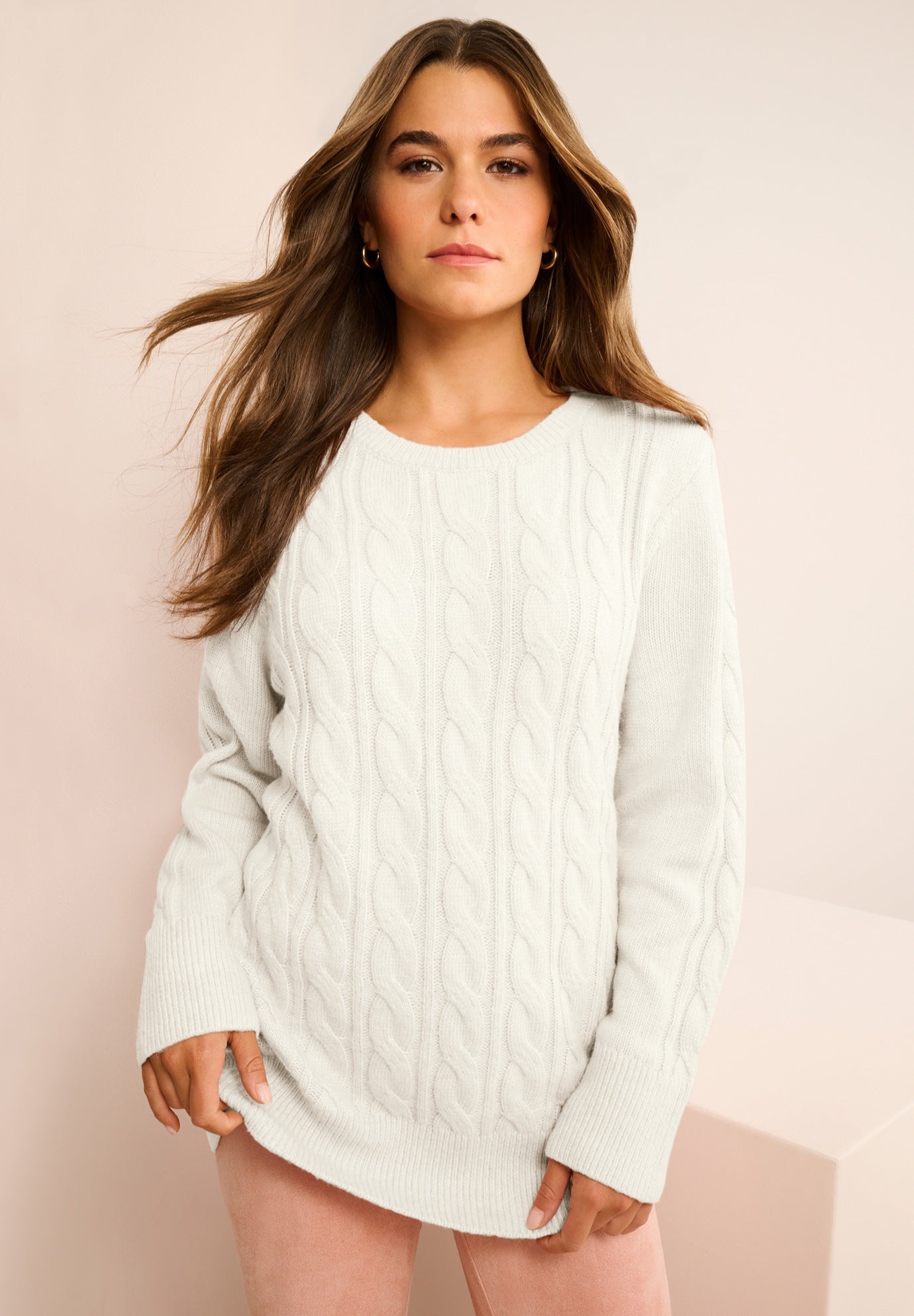Plus Size Cozy Cable Crewneck Sweater image number 0