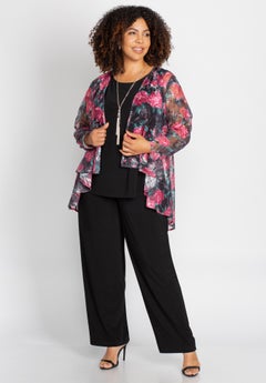 plus size dress pant suits for women Women's Black Suit Funeral and by Eva USA 3443 Featuring a high Bridal or Cocktail Parties Gorgeous