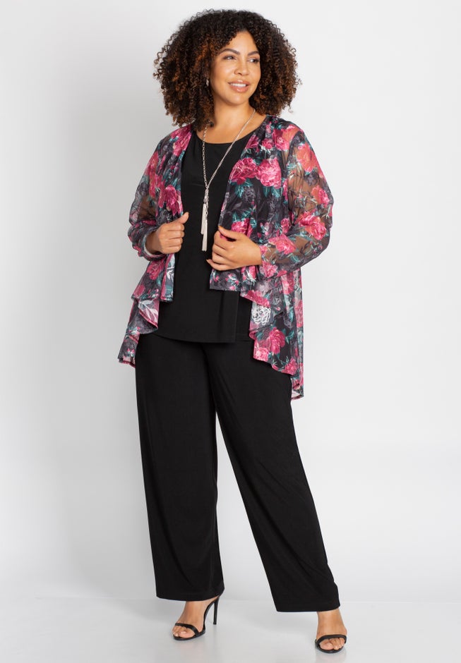 Cascade Embroidered 3-Piece Pant Set image number 0