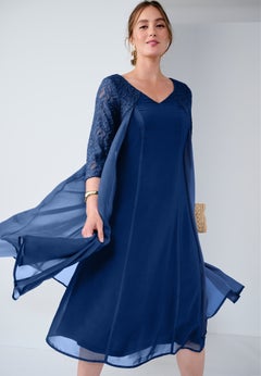 A-line Lace Overlay Dress