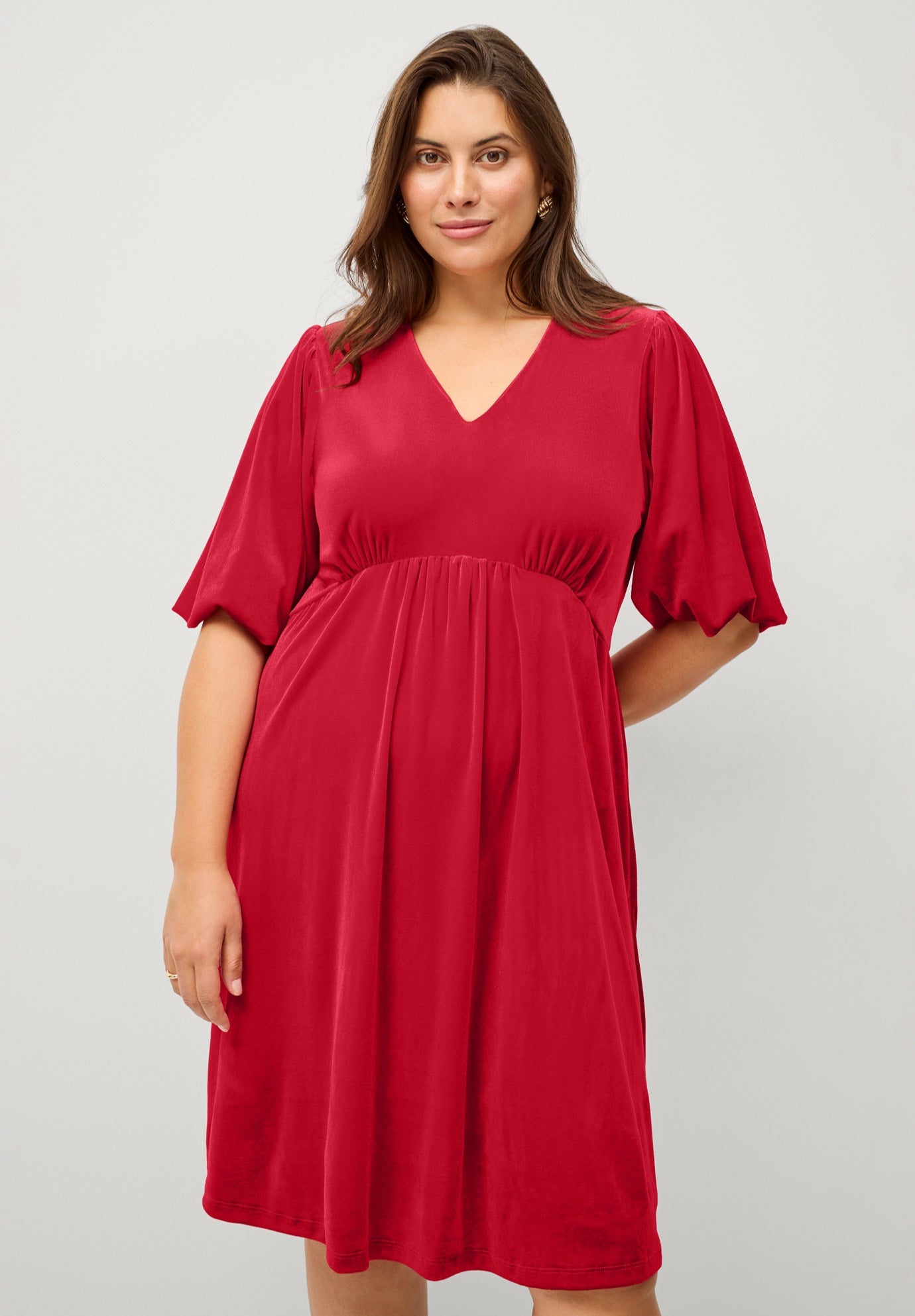 V-Neck Empire Velour Dress image number 0
