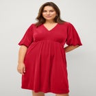 V-Neck Empire Velour Dress image number null