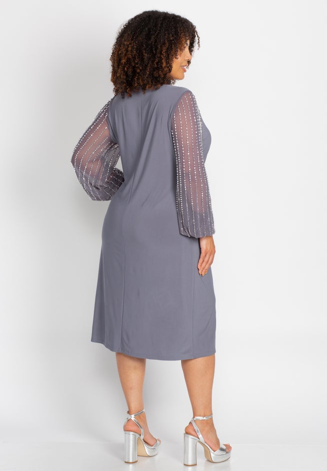 Beaded Mesh Shift Dress image number 1