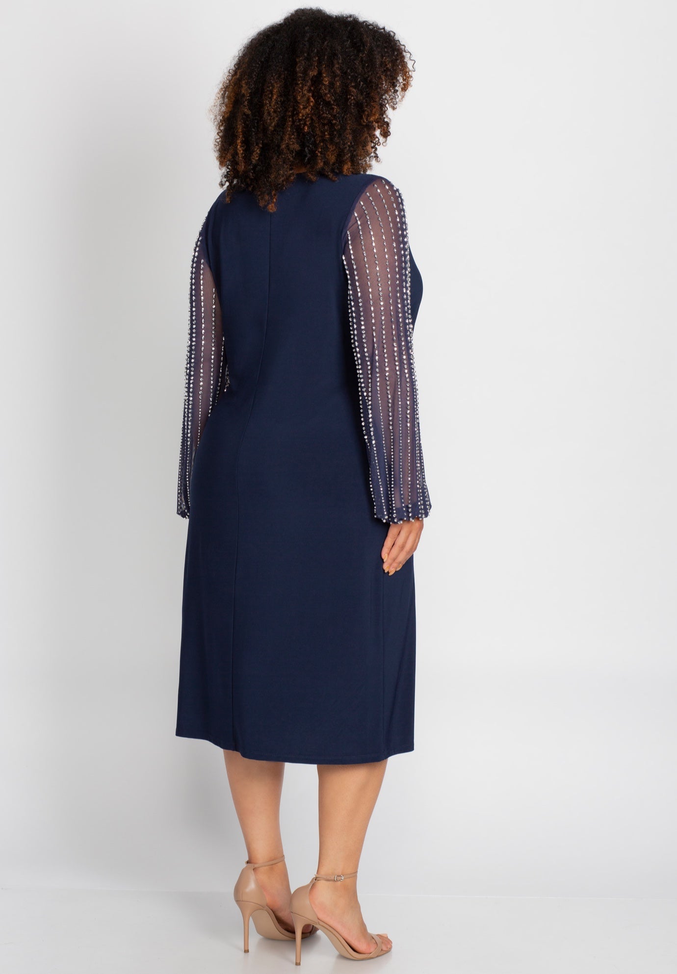 Beaded Mesh Shift Dress image number 1