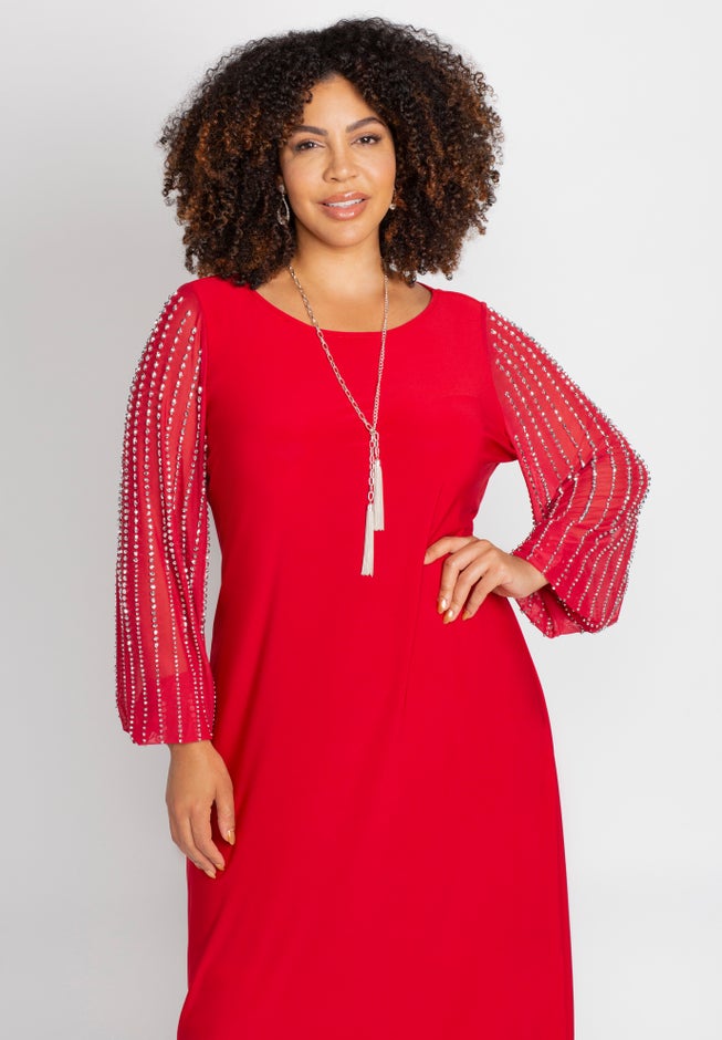 Beaded Mesh Shift Dress image number 2