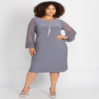 Beaded Mesh Shift Dress image number null