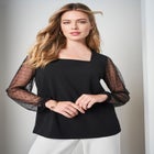 Stretch Crepe Square Neck Mixed Media Top image number null