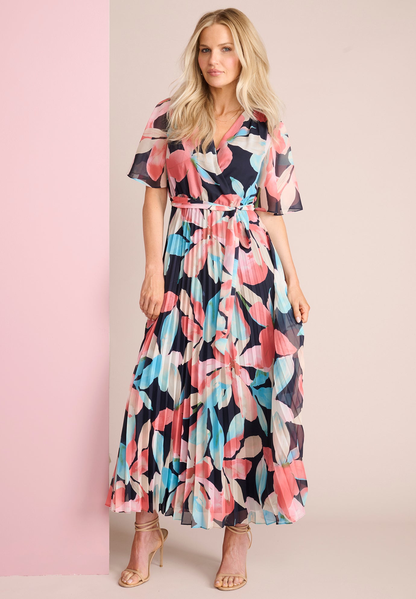 Pleated Faux Wrap Dress image number 0