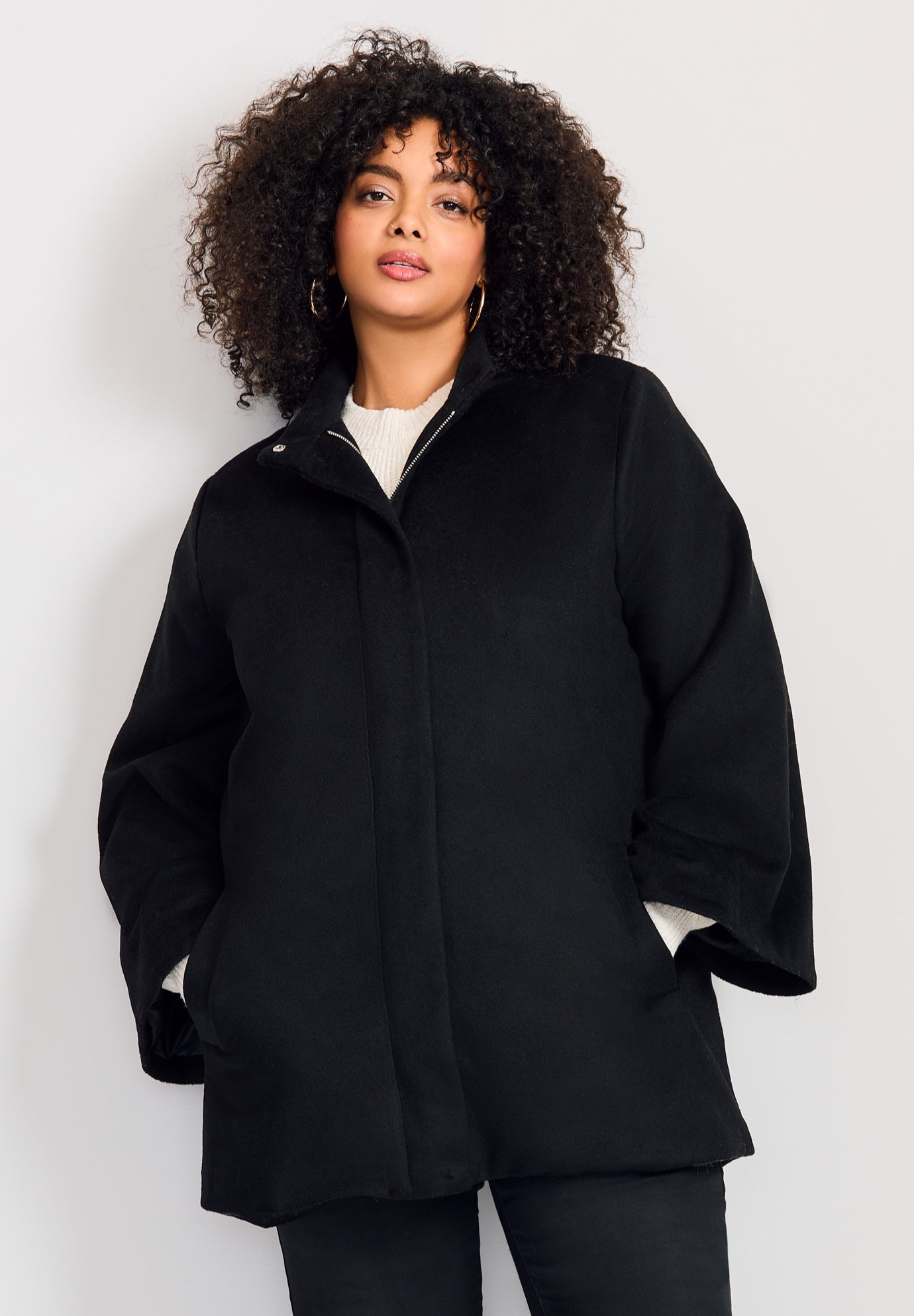 Brushed Wool Cape Coat image number 3