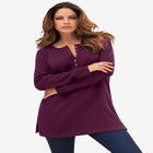 Plus Size Knit Thermal Henley Top – Long Sleeve image number null