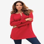 Plus Size Knit Thermal Henley Top &ndash; Long Sleeve image number null