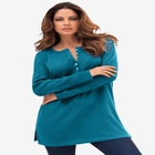 Plus Size Knit Thermal Henley Top &ndash; Long Sleeve image number null