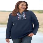 Embroidered Thermal Henley Tee image number 0