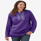 Embroidered Thermal Henley Tee image number 0