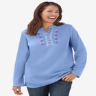 Embroidered Thermal Henley Tee image number 0